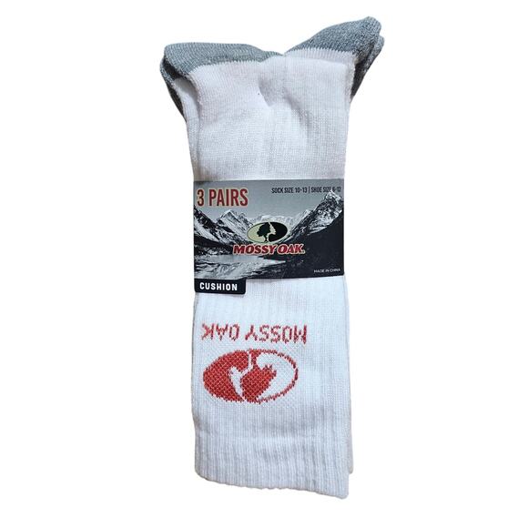 MOSSY OAK Mens Cushion Comfort Long Lasting Crew Socks 3 Pack Shoe Size 6-12 New - Picture 1 of 5